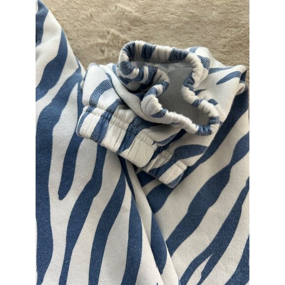 Aviator Nation Zebra Print Jogger Pants S Blue & White Cotton Blend Made In USA - Picture 9 of 11